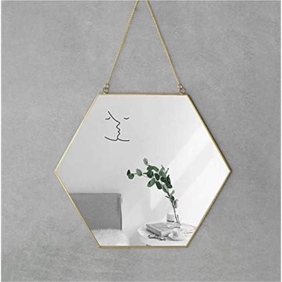 Gold Hexagon Mirror Wall Decor Small Decorative Mirror Hanging Mirrors for Wall - Picture 4 of 6